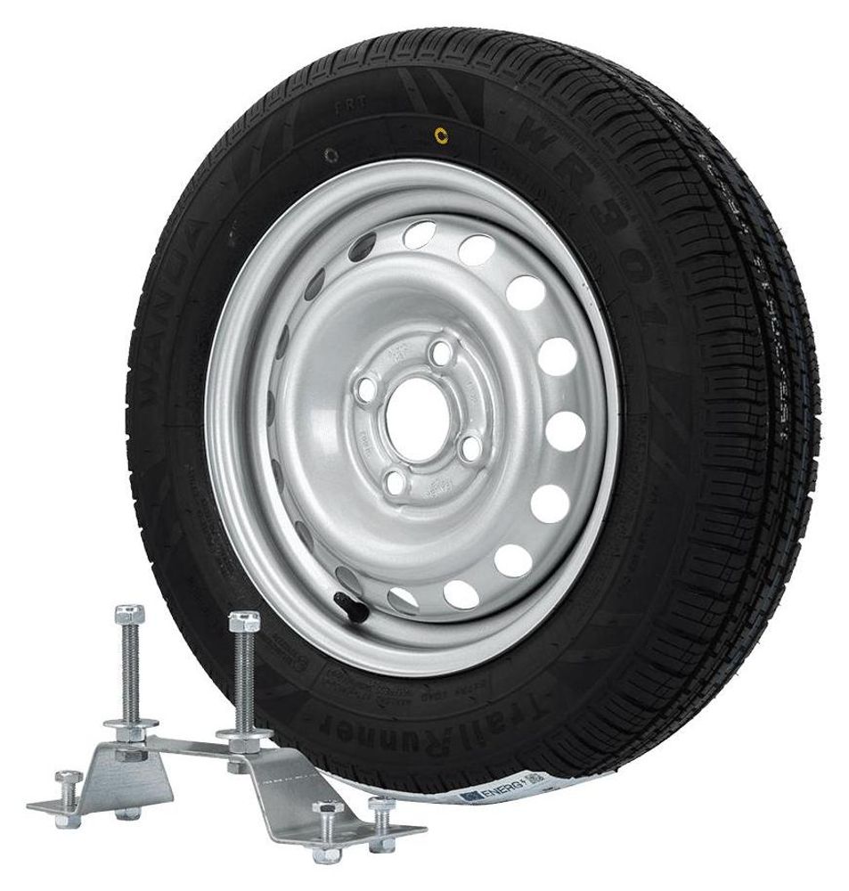 UNITRAILER Ersatzrad-Set 155/70 R13 79N mit Halterung für PKW-Anhänger
