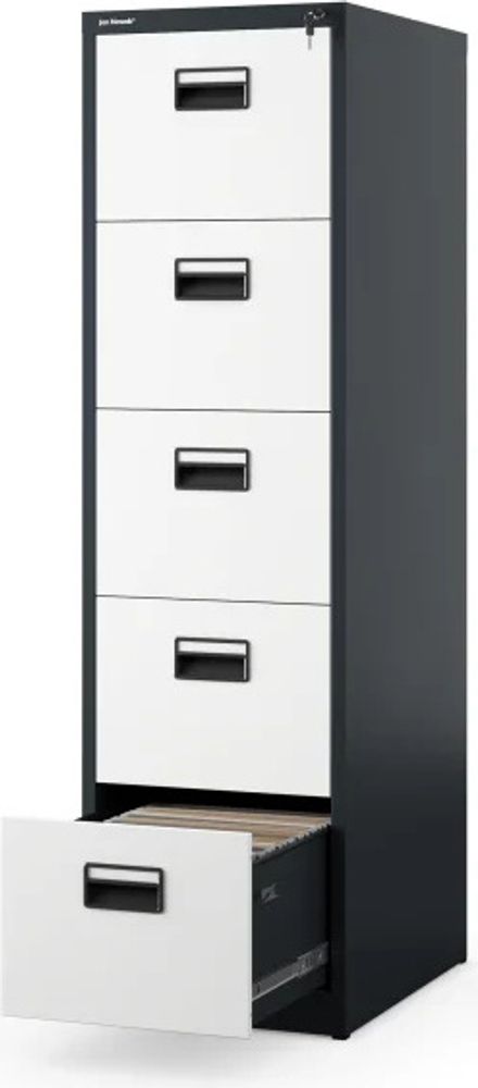 Hängeregistraturschrank Hängemappenschrank Hängeregisterschrank Aktenschrank mit 5 Schubladen Pulverbeschichtung Stahlblech 162 cm x 46 cm x 62 cm (H x B x T) (anthrazit/weiß)