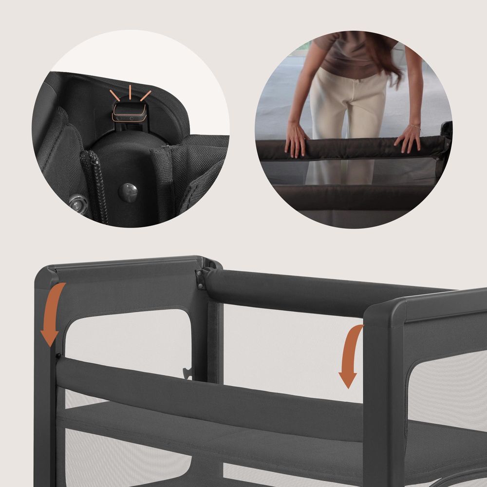 Lionelo Patty 5-in-1 Babybett & Beistellbett, Reisebett, Laufstall, 2 Liegehöhen, Rollen, Matratze, 0–36 Monate