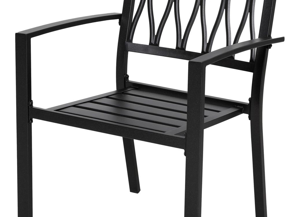 Stapelbare Gartenstühle 2er Set, pulverbeschichtetes Eisen, Schwarz