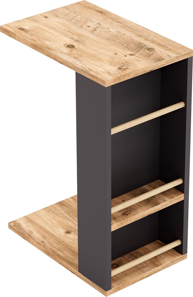 Beistelltisch ‘Siikainen’ mit waagerechten Streben und Rollen 65 x 44 x 29 cm Holzoptik / Schwarz