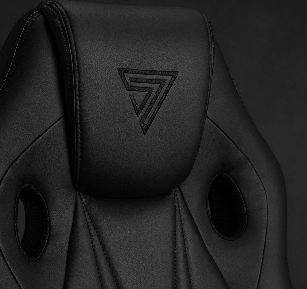 SENSE7 Prism Gaming Krzesło ze sztucznej skóry, czarne – ergonomiczne krzesło biurowe, krzesło do komputera, krzesło dla graczy, funkcja bujania, krzesło dla graczy, 120 kg