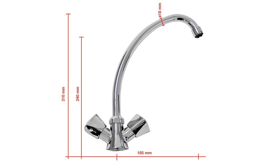 Zweigriff Niederdruck Küchenarmatur Wasserhahn Chrom