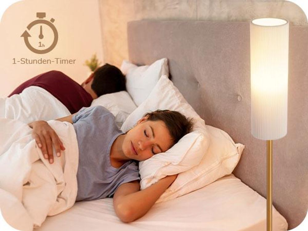 EDISHINE Stehlampe Dimmbar Wohnzimmer 165cm, LED Stehleuchte mit Fernbedienung, Gold