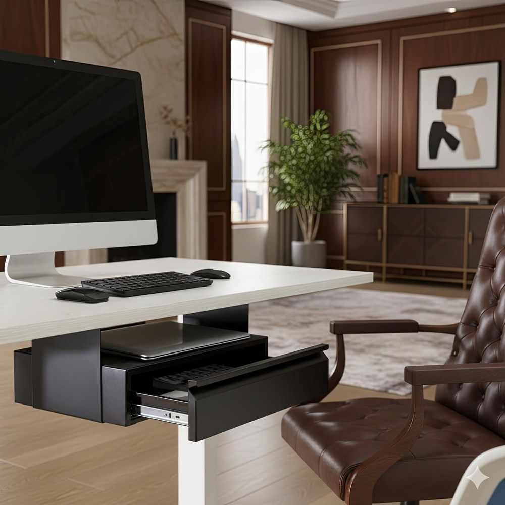 Untertisch Schublade mit Regal bis max. 5kg Unterbau Unter Schreibtisch Halterung Hängeschublade Homeoffice