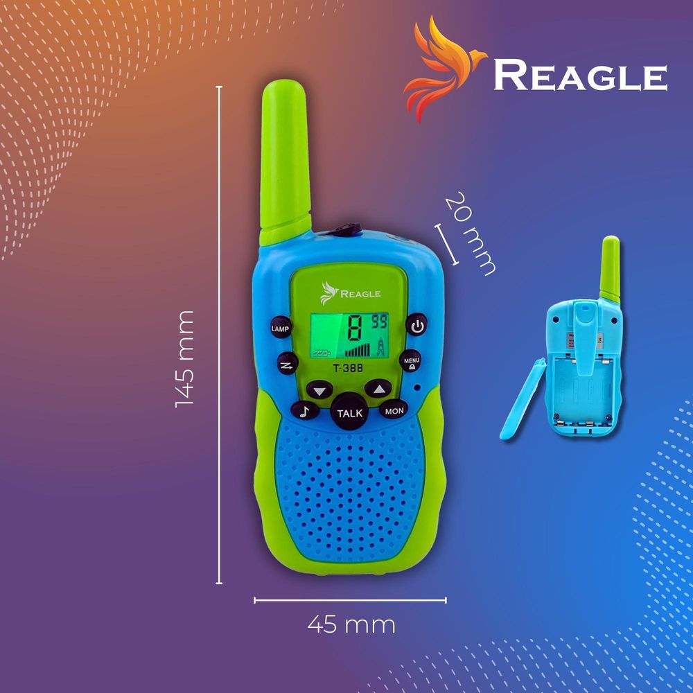 2X Walkie Talkie Für Kinder, 22-Kanal-Funkgerät Vox, Reichweite 3 Km, Ideal Fürs Camping, Integrierte Taschenlampe Reagle