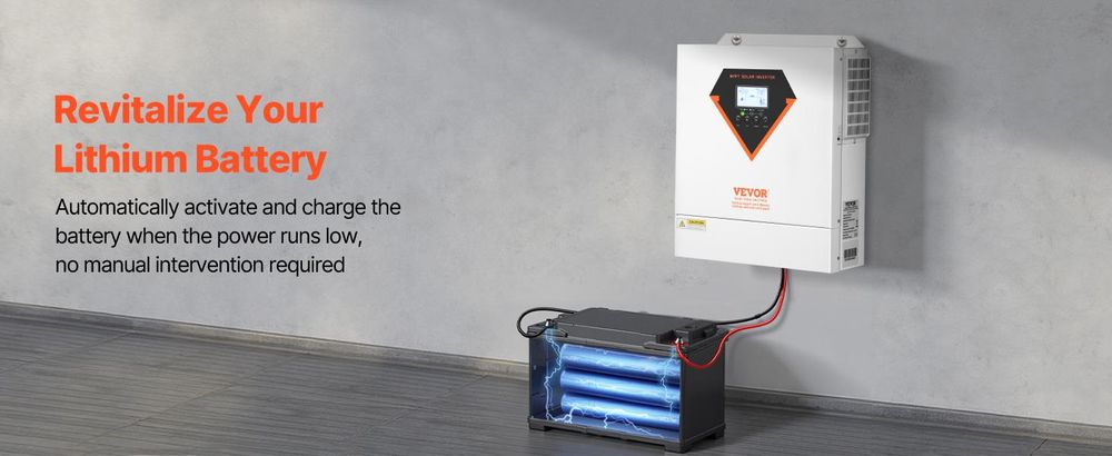 VEVOR Hybrid-Solarwechselrichter, 6000W, All-in-One reiner Sinuswellenwechselrichter-Ladegerät, 48V DC zu einphasigem 220/230V AC, mit 120A MPPT-Solarkontroller, für netzunabhängige Systeme mit Blei-Säure- und Lithiumbatterien, 3500W mit WiFi-Modul