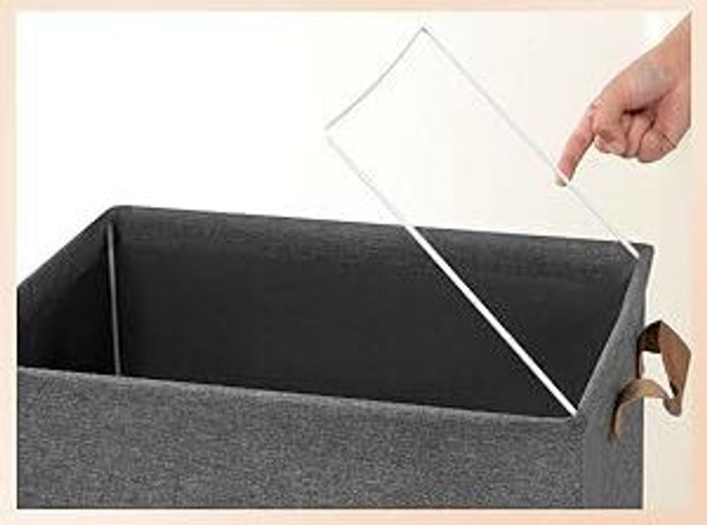 WOLTU 6er Set Aufbewahrungsboxen mit Deckel, mit Griffen, faltbar, Grau, 51L(48x36x30 cm)