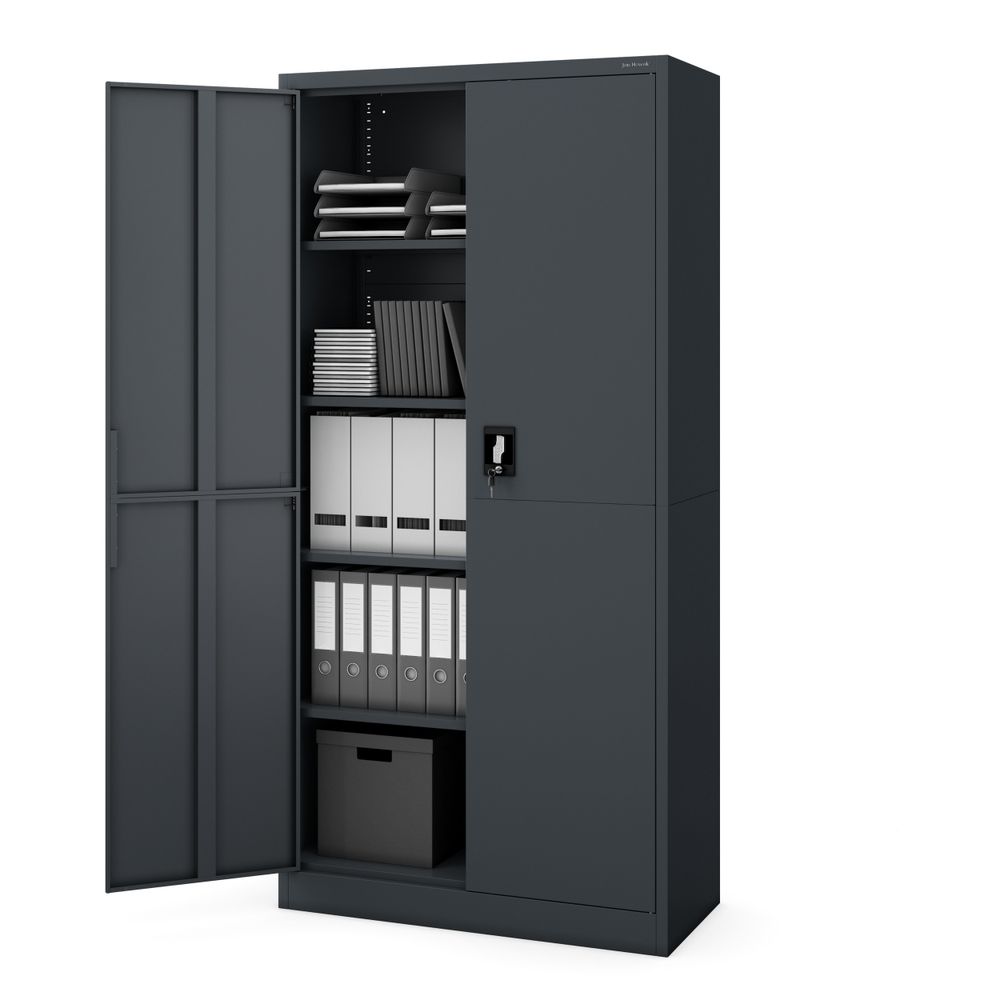 Jan Nowak Abschließbarer Aktenschrank Lagerschrank Mehrzweckschrank Metallschrank 900 x 1850 x 400 mm anthrazit