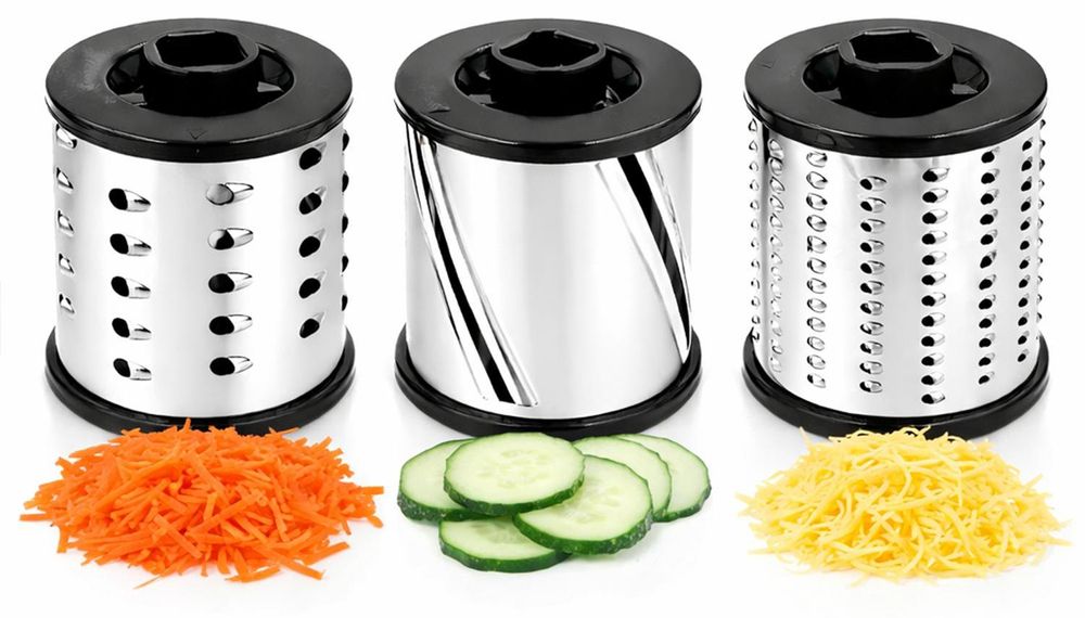 WELLHAUS Trommelreibe für Gemüse und Käse, 3-in-1, Multifunktional