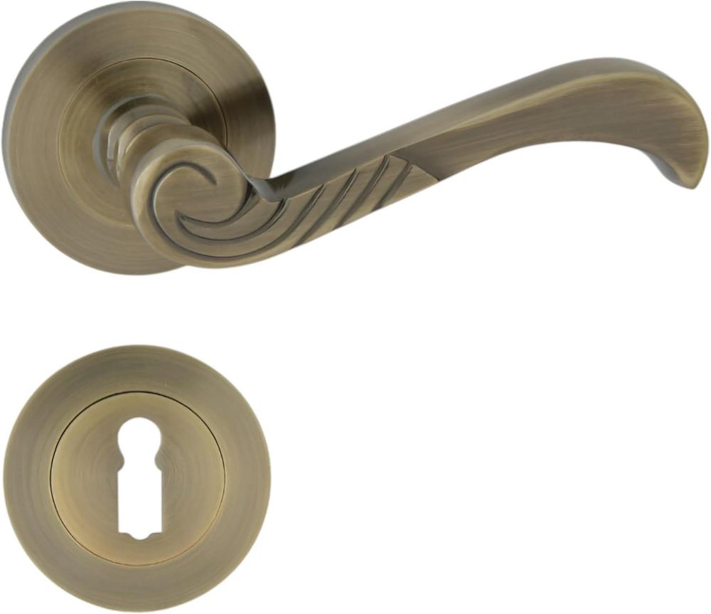 DOMINO Türgriff Drückergarnitur BB-Buntbart Set | Rund BB Rosette | Zimmertür, Bürotür, Kellertür & Innentür  | Aluminium | Bronze | CASABLANKA-R M3 |