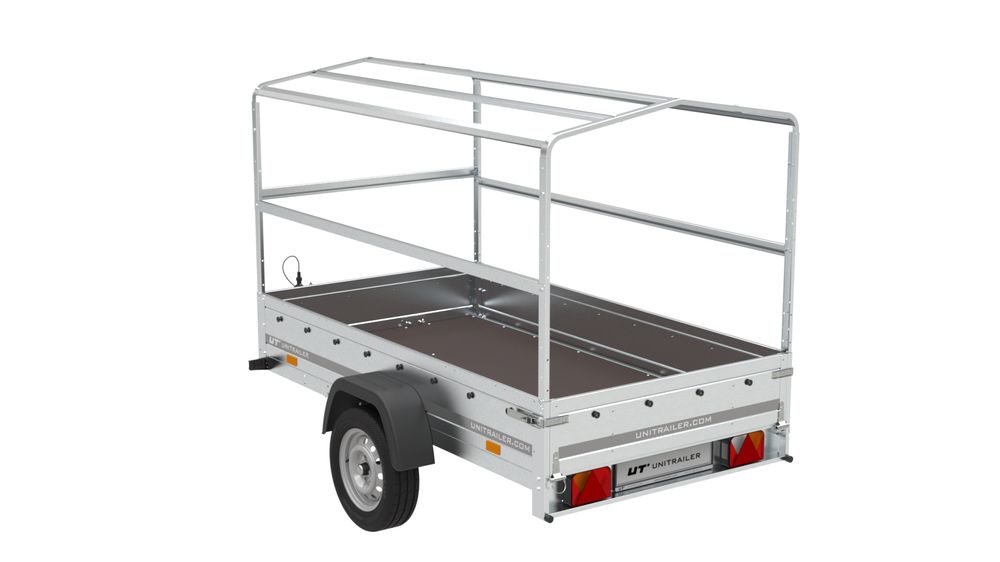 PKW Anhänger 230x125 Garden Trailer 230 KIPP Unitrailer 750 kg mit Stützrad, 110 cm hoher Plane und Hochspriegel