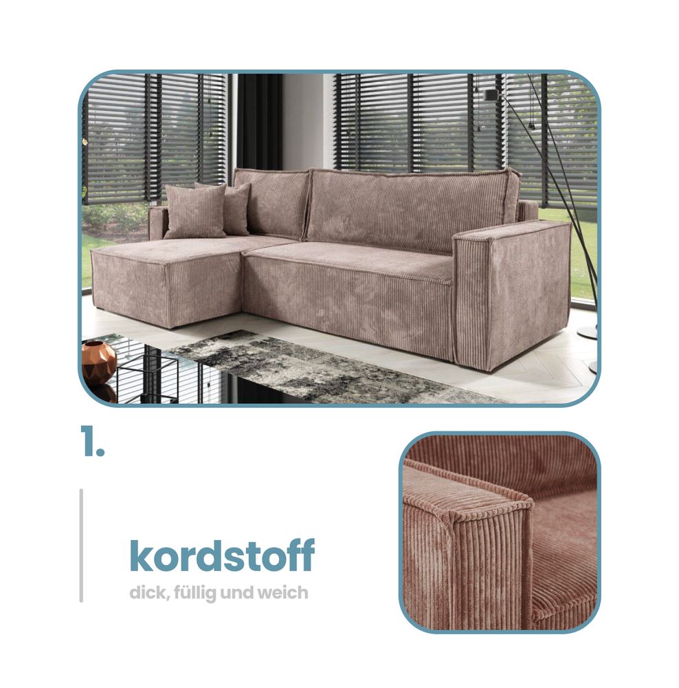 Intenso Ecksofa mit Schlaffunktion Innez, Grun