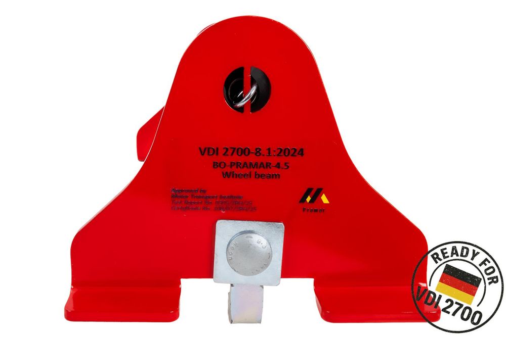 PRAMAR Radstopper rot VDI 2700 Radsicherung verstellbar für Abschleppwagen