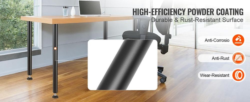 VEVOR 4er-Set Tischbeine Tischkufen 711,2mm hoch 110mm Montageplatte Kohlenstoffstahl mattschwarze Pulverbeschichtung 544kg Tragfähigkeit Ideal für Küchentische Wohnzimmerkonsolen Studio-Tische