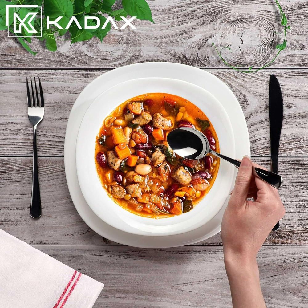KADAX Suppenteller "Prinier", Suppenschüssel, Weiße Tiefer Teller, 23 cm, 6 Stück