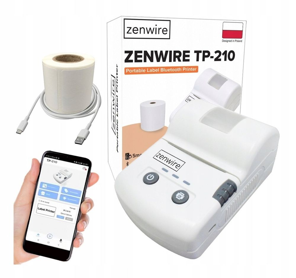 Mini-Drucker - Drucker für Etiketten und Aufkleber - tragbar - Thermodrucker - Bluetooth USB-C - mit integriertem 1500-mAh