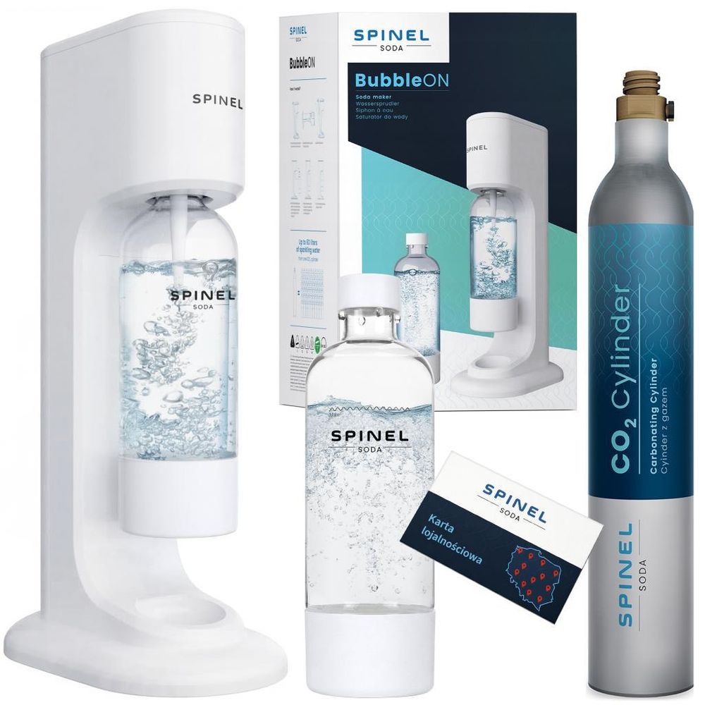 Spinel Soda BubbleON Wassersprudler Set mit Flasche CO2 Weiß