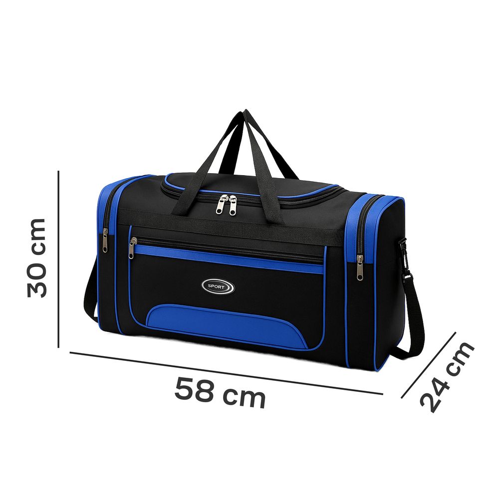 Sporttasche Sport Tasche Fitness 60 cm Reisetasche Fitnesstasche Gym Umhängetasche Arbeitstasche Damen Herren Jungen Mädchen Schwarz Retoo