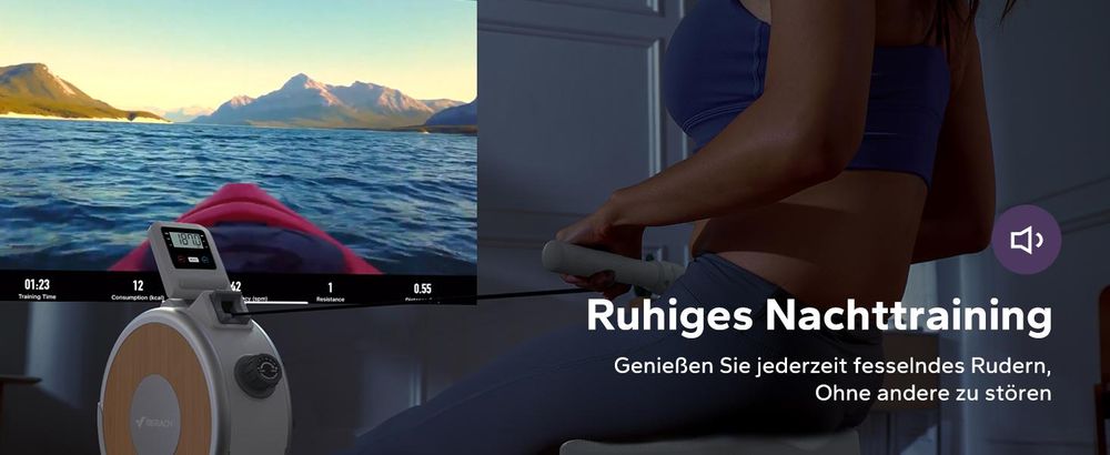 MERACH Leise Rudergerät für Zuhause – 16 Stufen Magnetisch Widerstand, Doppelschienen, App-Steuerung & Tablet-Halter, vertikal klappbar bis 158 kg