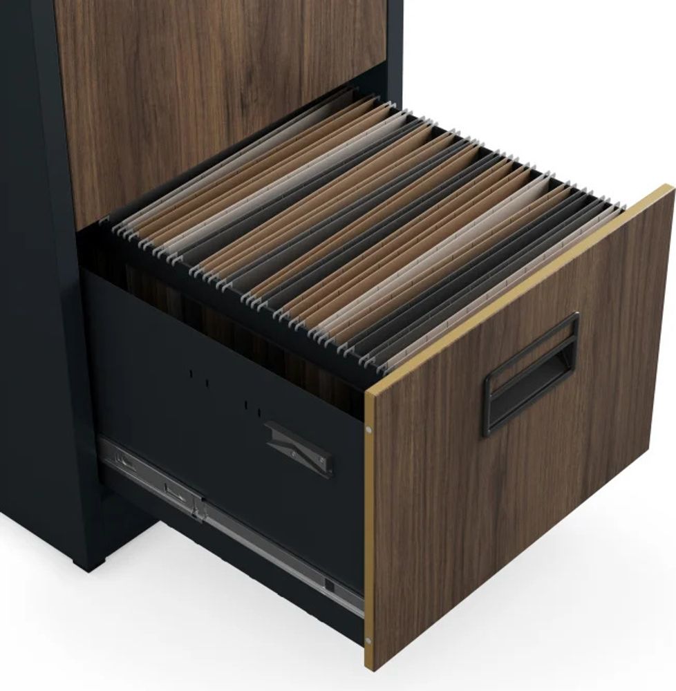 Aktenschrank Büroschrank Stahlschrank anthrazit-holz  132x46x62