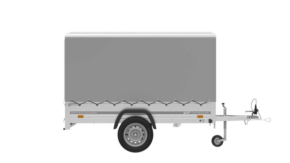 PKW Anhänger 230x125 Garden Trailer 230 KIPP Unitrailer 750 kg mit Stützrad, 110 cm hoher Plane und Hochspriegel