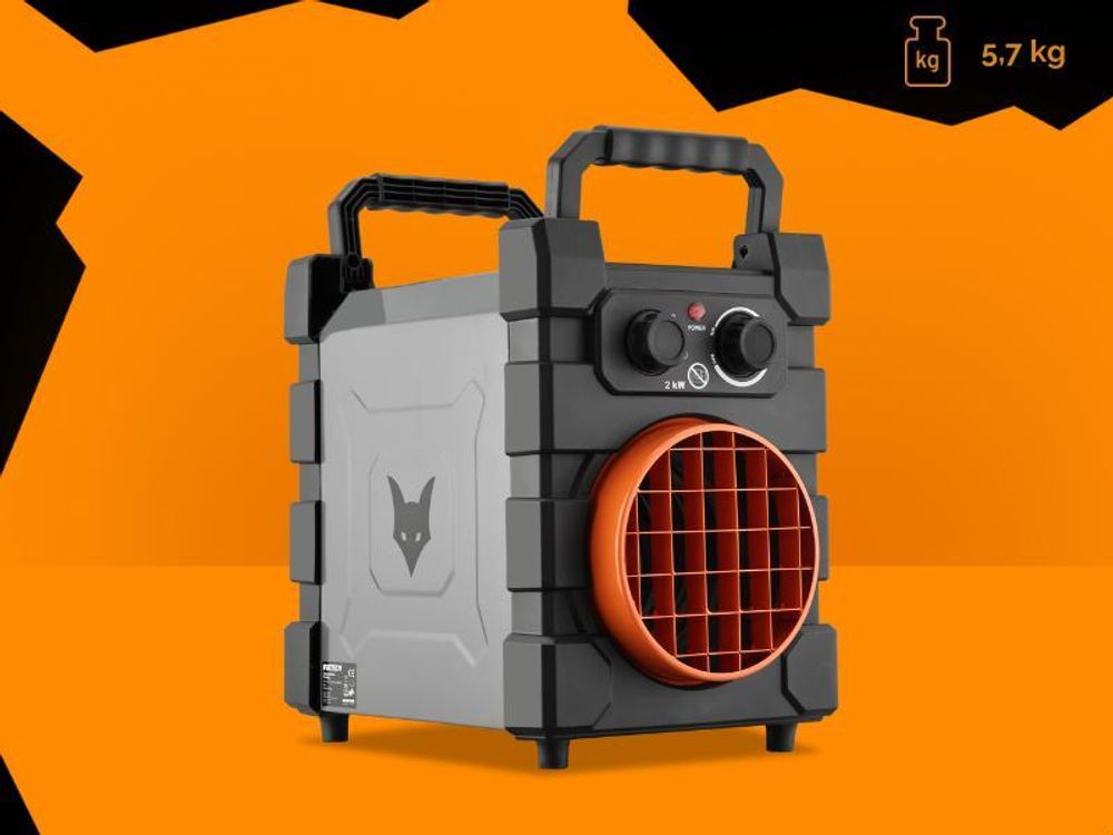 FUXTEC Elektroheizer FX-EH2 | Heizlüfter mit 2000W Leistung | Thermostatregelung & Überhitzungsschutz | IP24 Spritzwasserschutz | kompakt & tragbar