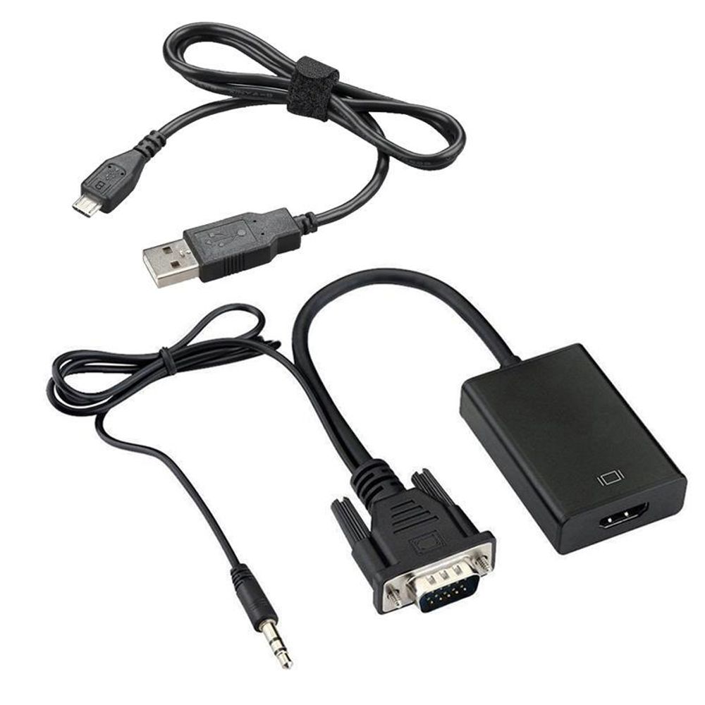 VGA auf HDMI Adapter VGA mit Audio und USB Ladekabel Kabel 1080P 60HZ Stecker Buchse Converter Alter PC TV Monitor Konverter Projektor HDTV Retoo