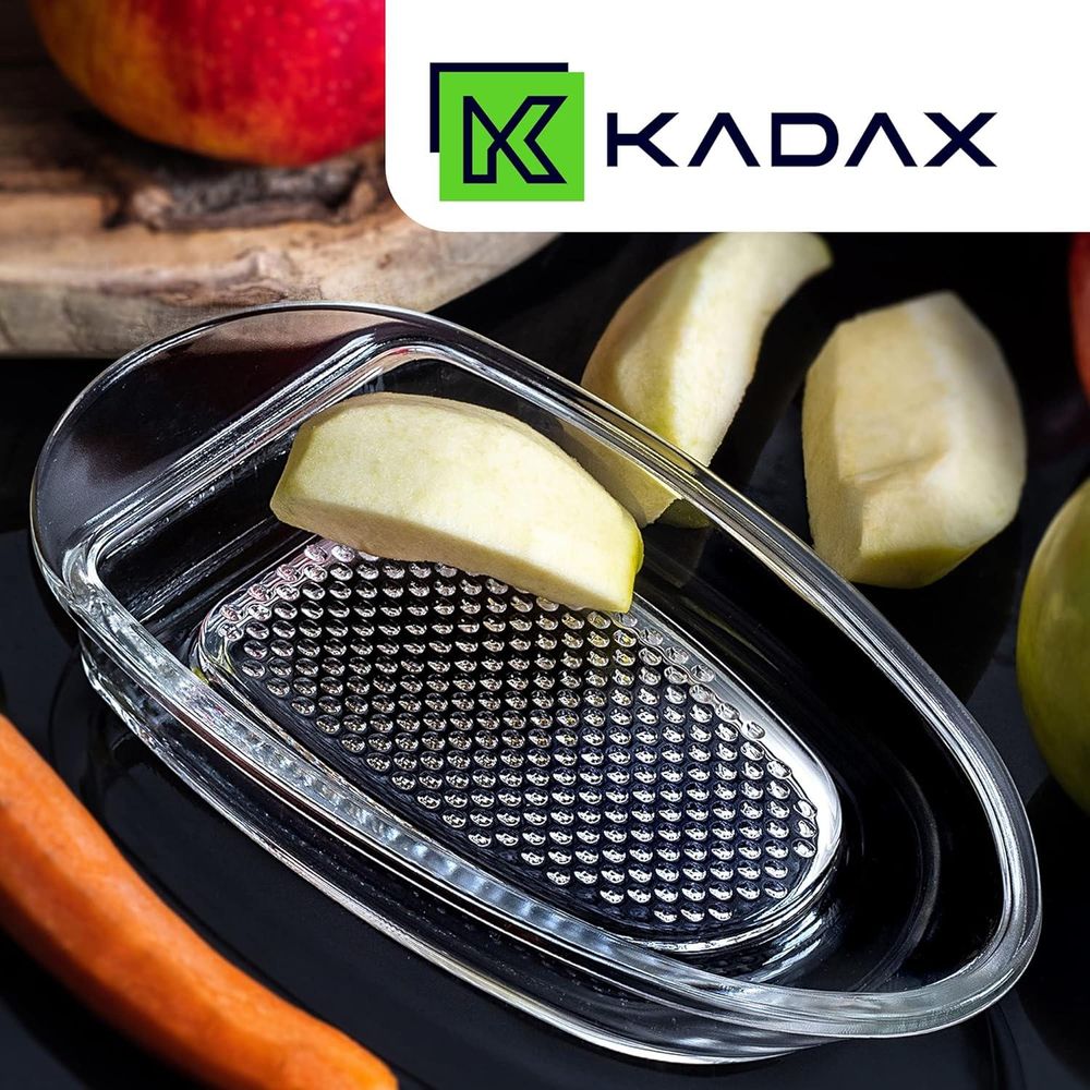 KADAX Obstreibe aus Glas ”Livorno”, ovale reibe für nahrung, Apfelraspel, Glasreibe, 22 cm, Tranpare