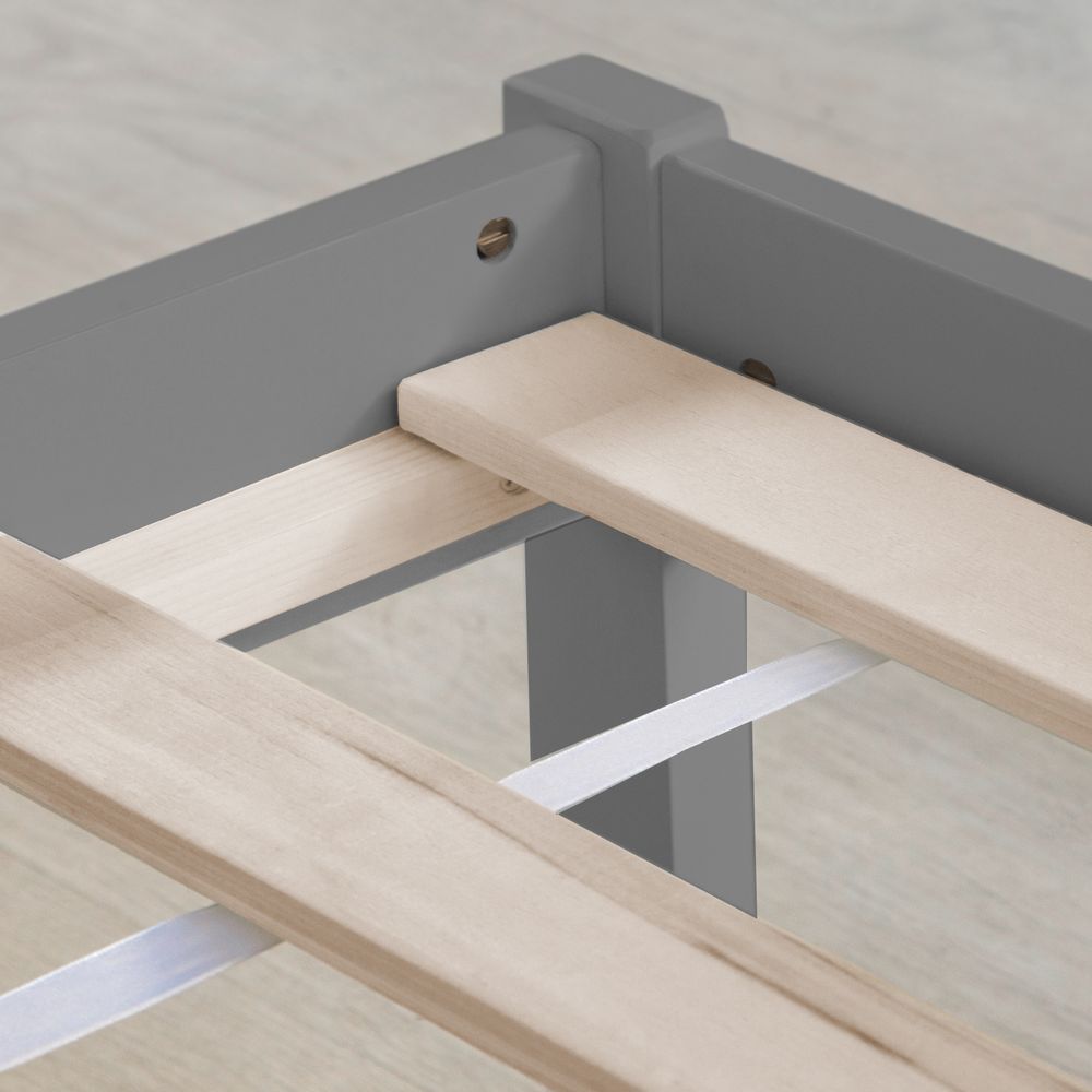 Homestyle4u Holzbett 90x200 Jugendbett Einzelbett Bett mit Lattenrost Grau Kiefer Massivholz