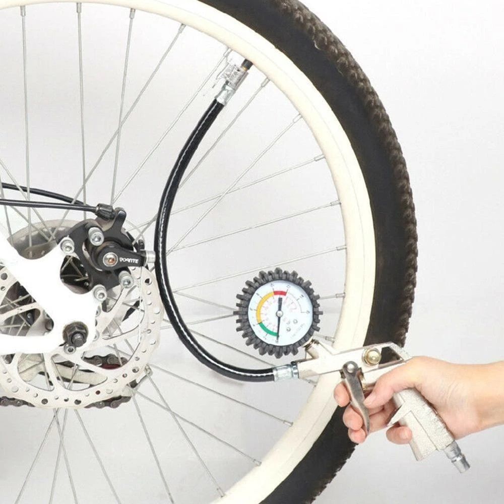 Reifenfüller mit Manometer Druckluft Reifendruckprüfer Reifendruckmesser Luftdruckprüfer Hohe Präzision Alle Kompressoren Zubehör Auto Motorrad LKW Retoo