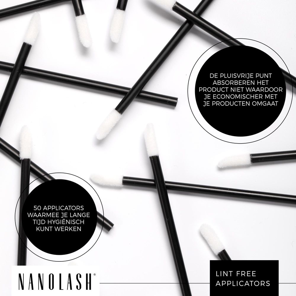 Veloursapplicators voor wimpers en wenkbrauwen Nanolash 50 stuks - wegwerpwimperapplicators