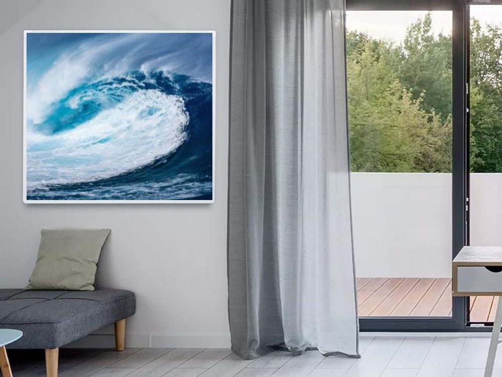 Heidenfeld Infrarotheizung HF-HP105 | Flachheizung - Heizpaneel - Bildheizung - Wandhalter - Überhitzungsschutz - Infrarot Heizung (600 Watt Strand)
