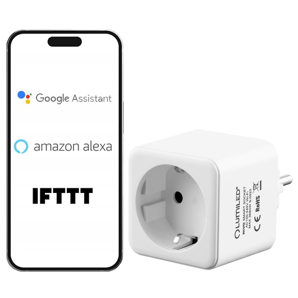 LUMILED Smart WLAN Steckdose, 16A 3680W, Smart Home WiFi Steckdose TUYA Alexa, Google Home Kompatibel Strommessung Sprachsteuerung Zeitschaltuhr