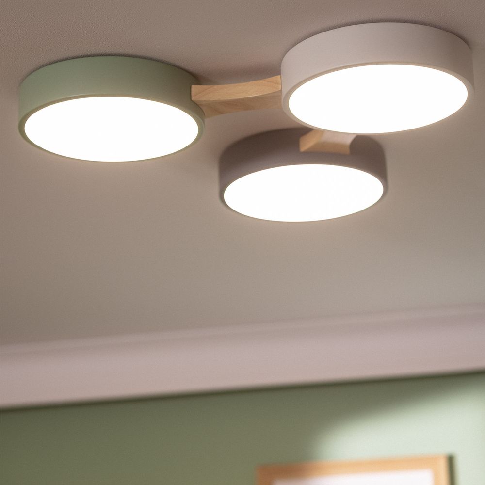 LED Deckenleuchte 30W Holz und Aluminium CCT Wählbar Sams Mehrfarbig