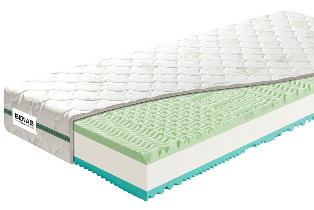 Visco-Matratze Benab Zero Visco 18 Matratze 100 x 200 cm H3 / H4 hart 18 cm hohe Visco-Matratzen, Aloe Vera, Visco, PUR, 7 Zonen, Knoben