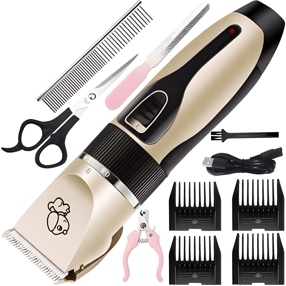 Profi Tierhaarschneider Set | 5 Längenstufe | Kabellose & Leise Hundeschermaschine mit LED-Anzeige, für Hunde & Katzen, Pfoten, Körper, Gesicht, Retoo