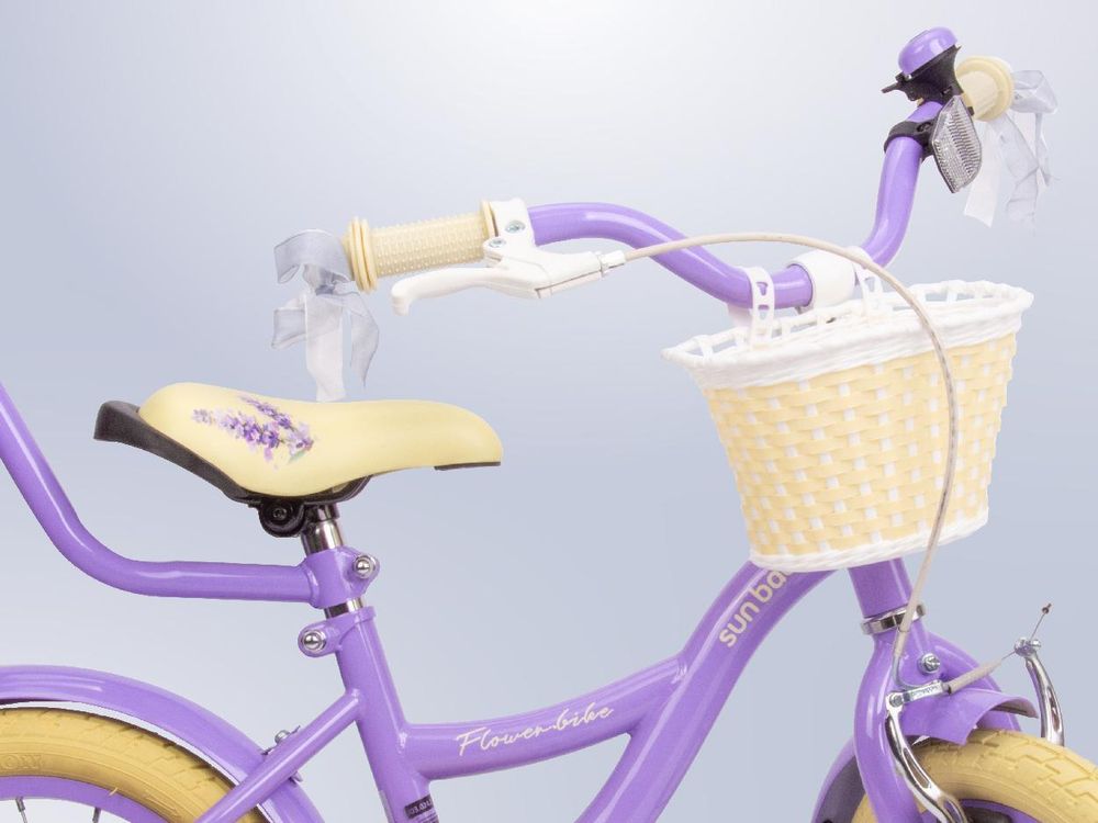 SUN BABY Flower Bike: bicicletta per bambine da 16 pollici, a partire dai 4 anni, con rotelle, manubrio di spinta rimovibile, cestino, campanello, freno a contropedale e V-brake