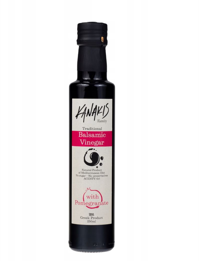 Kanakis | Balsamico-Essig Mit Granatapfel - 250 ML - Süß-Saurer Geschmack - Elegante Flasche