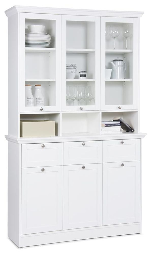 Landsted Buffetschrank – Landhausschrank mit Stauraum & Glastüren für Küche & Esszimmer