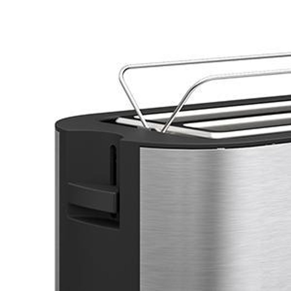 Balter Toaster 4 Scheiben, Edelstahl, Langschlitztoaster mit Brötchenaufsatz, 1400W, LCD Display, Defrost-/Aufwärmfunktion, Krümelschublade, Silber