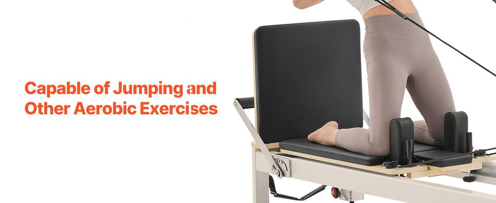 VEVOR Pilates Reformer, Holz-Pilates-Maschine für das Heimstudio, Krafttraining Workout-Ausrüstung mit doppeltem Widerstand, Reformer-Box, Sprungbrett, für fortgeschrittene Benutzer und Anfänger, bis zu 400 LBS, Aluminiumlegierungsrahmen