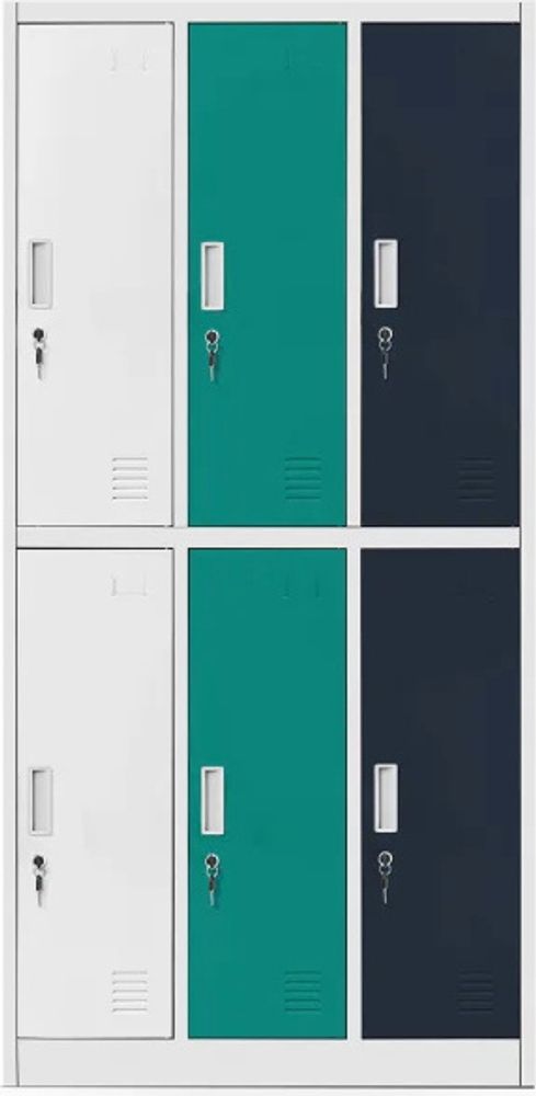 Jan Nowak Schließfachschrank Spind Umkleideschrank Spint Metallspind Garderobenschrank 6 Fächer 185 cm x 90 cm x 45 cm 'Igor', Mehrfarbig