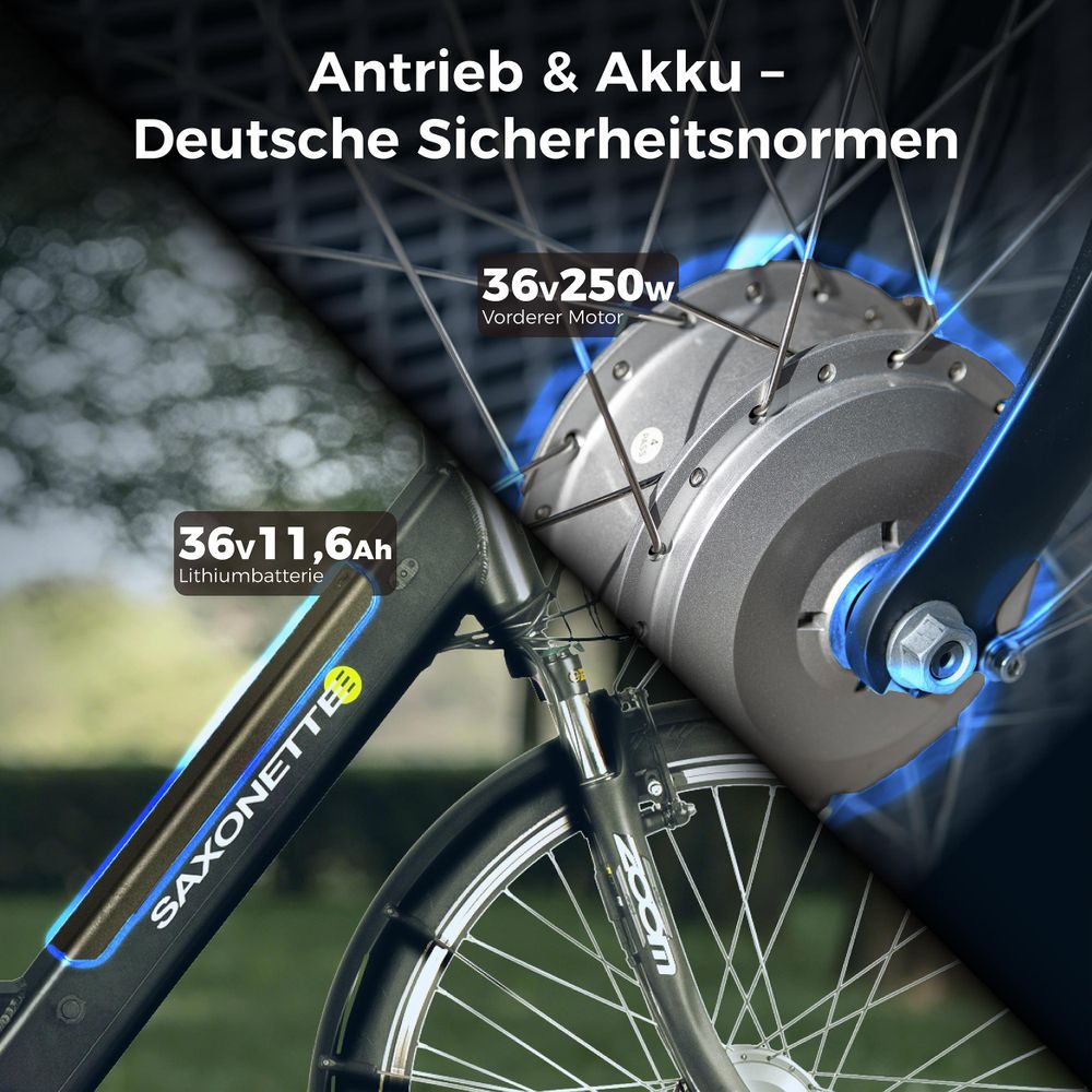 SAXONETTE Comfort Plus 4.0 Elektro , ebike,396 Wh Intube-Akku große Reichweite für den Alltag,E-Bike, Elektrofahrrad (Ramenhöhe 45, schwarz matt)