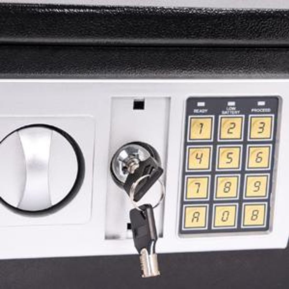 Tresor Elektronik Zahlenschloss 31x20x20cm LED Doppelstahlbolzen Montagematerial Safe Möbeltresor Grau