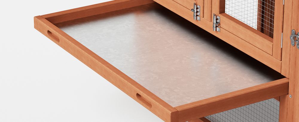 Wiltec XXL Hasenstall 1560 x 520 x 680 mm mit Freilaufgehege und erhöhtem Unterschlupf aus Fichtenholz, Kaninchenkäfig mit 2 Etagen, Kleintierstall