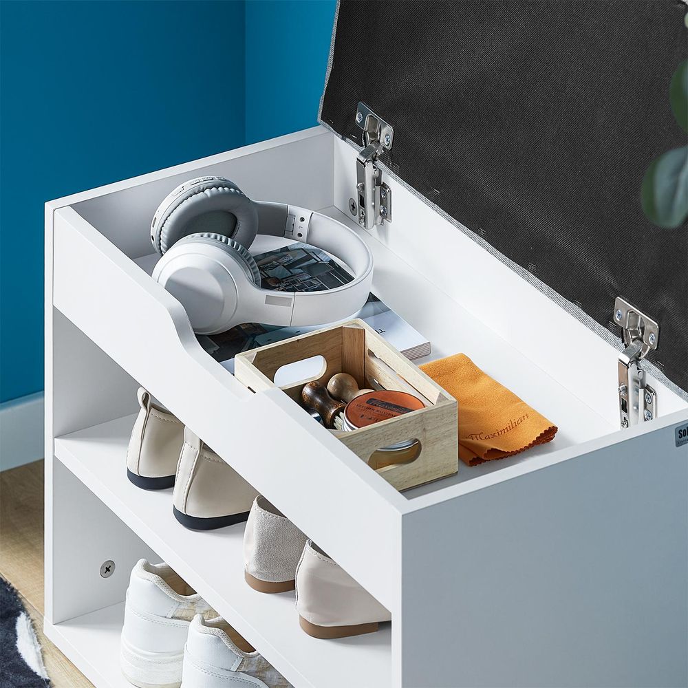 SoBuy FSR25-HG Schuhbank mit Sitzfläche Sitzbank Schuhregal Schuhschrank Schuhtruhe weiß BHT ca.: 60x43x30cm