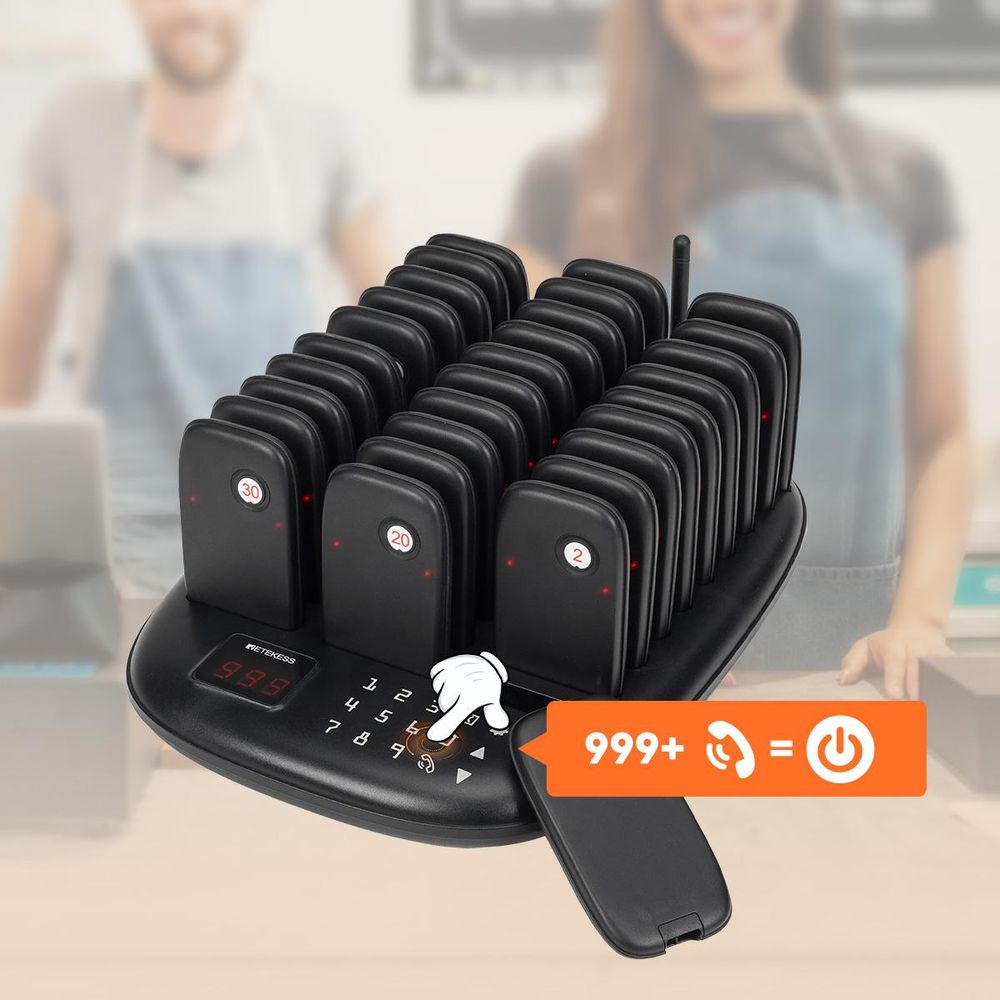 Retekess TD175P Restaurant-Pager-System, 30Pagers, 800M Pager Rufsystem, 7 Rufmod, Pager Pieper für Food Court, Café, Bar, Gastronomie,walkie talkie