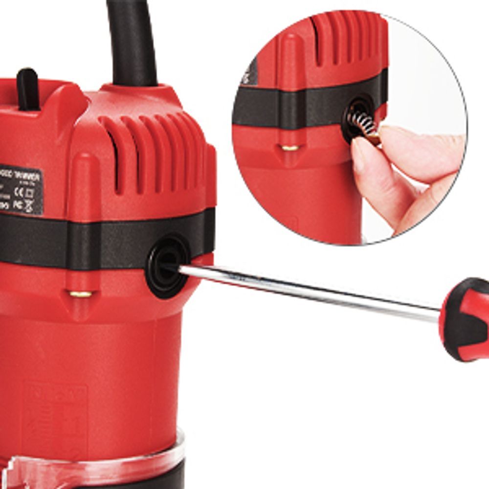TEENO Holzfräse Oberfräse 800W 31000 U/min, elektrik Kantenfräse mit 15 Stück 1/4 Fräsen Cuter mit Spannzange 6/6,35 MM