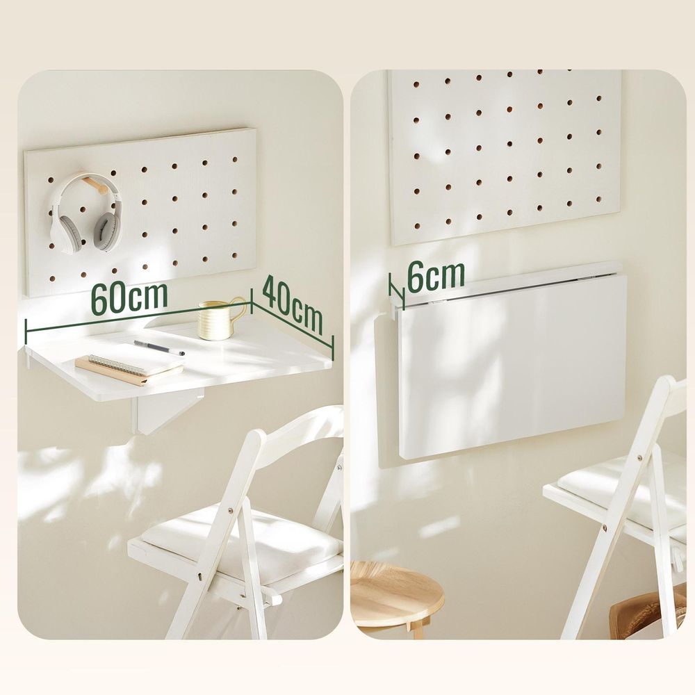 SoBuy Wandklapptisch Faltbarer Esstisch Kompakter Küchentisch Platzsparendes Design Klapptisch Wandmontierter Tisch 60x40cm Weiß FWT03-W